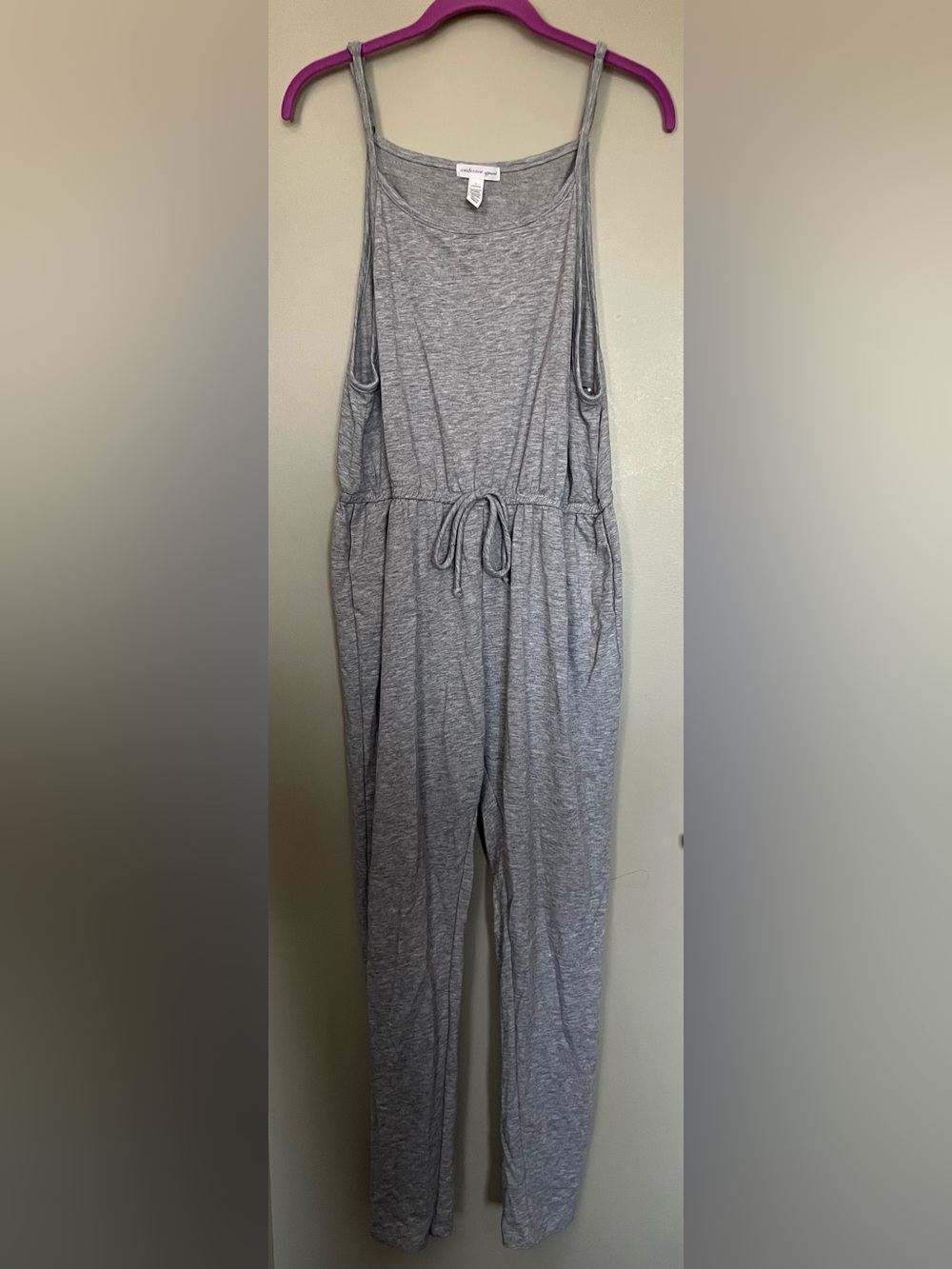 Ambiance Heather Gray Sleeveless Jersey Jumpsuit with Drawstring